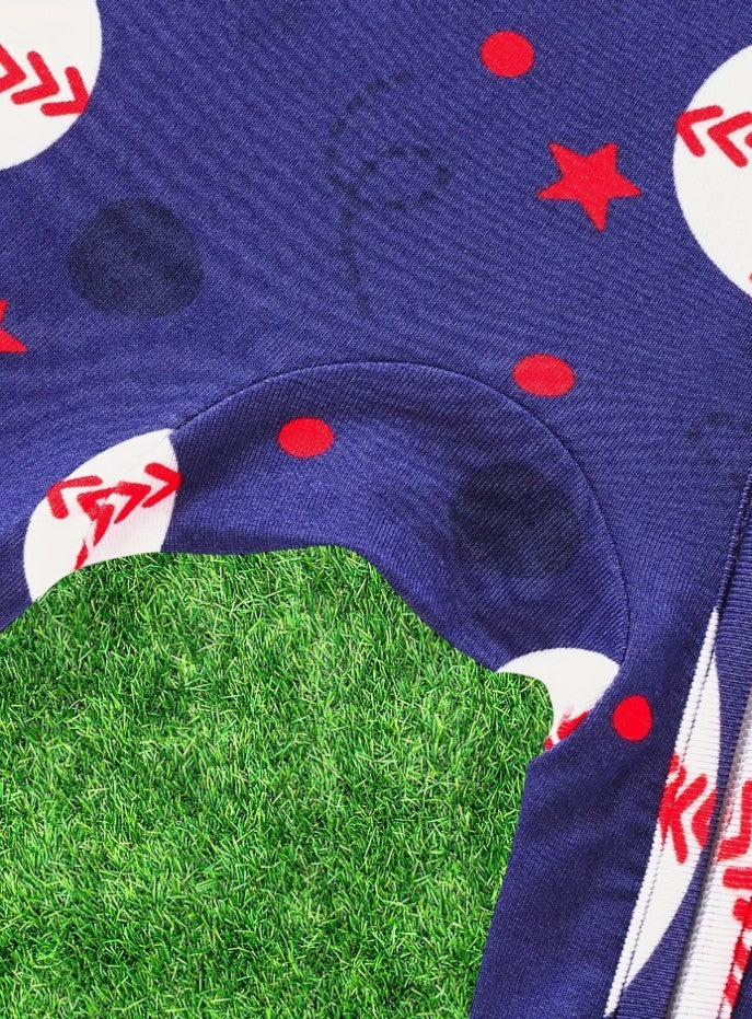 Baseball Dark Blue Bamboo Infant Sleeper|5985