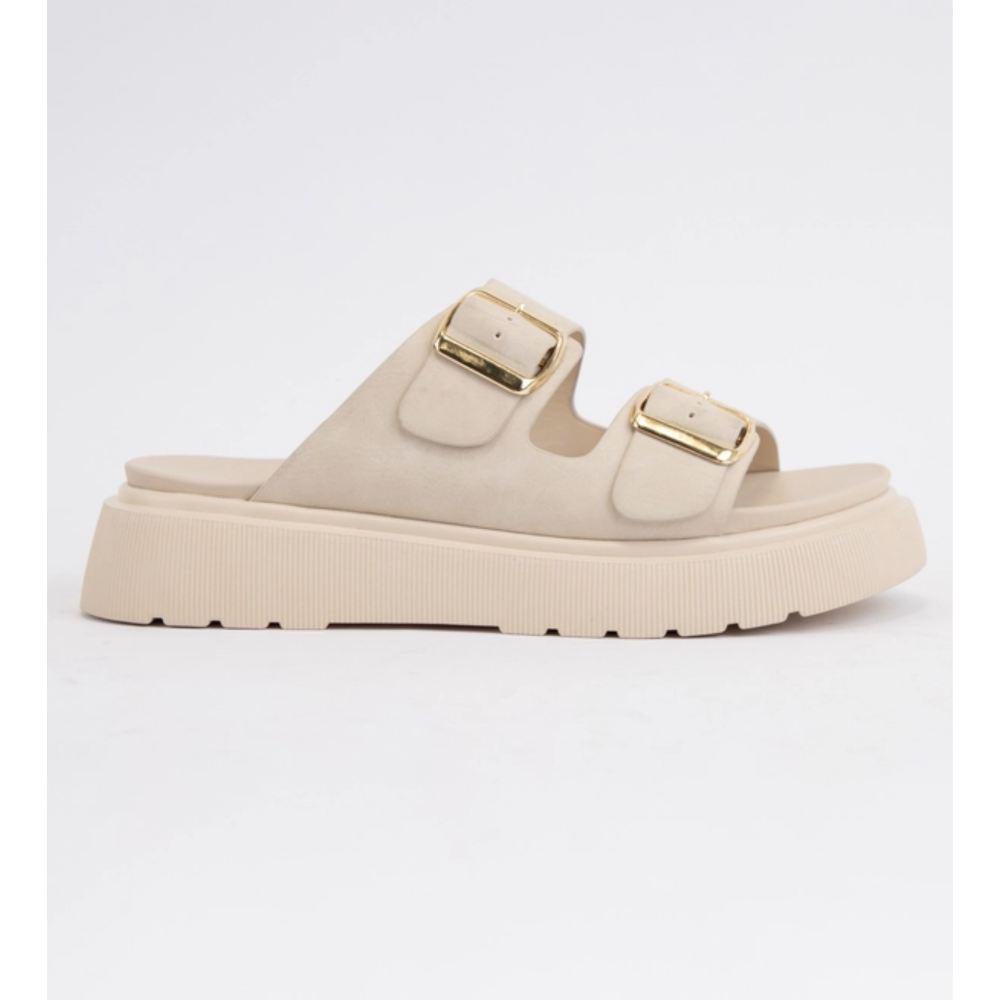 Alyssa Double Buckle Strap Platform Slip-On Sandal|5977