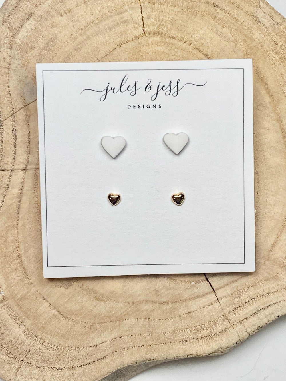 White Heart Stud and Mini Gold Heart Stud|198