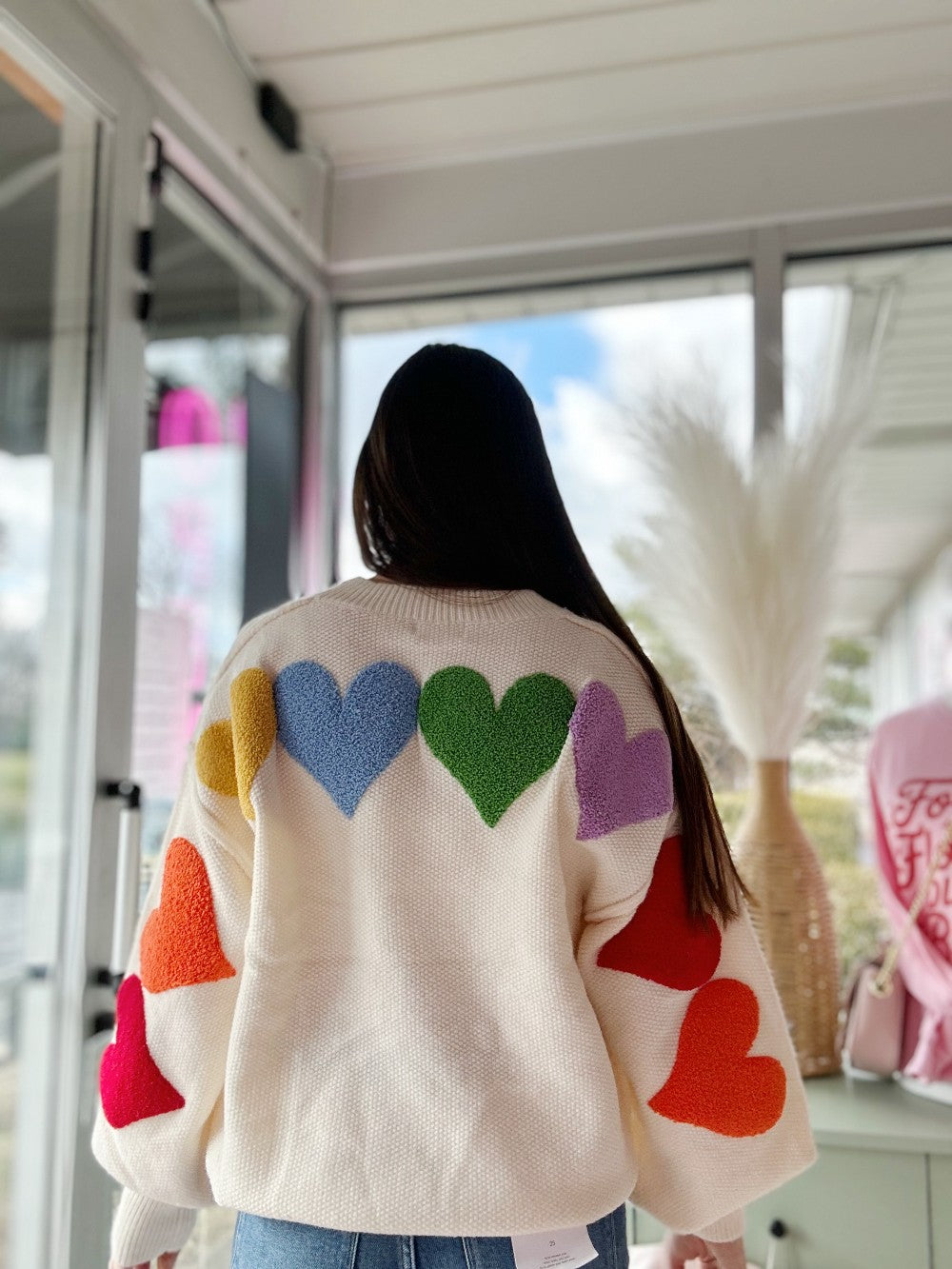 Rainbow Heart Patch Sweater|8703