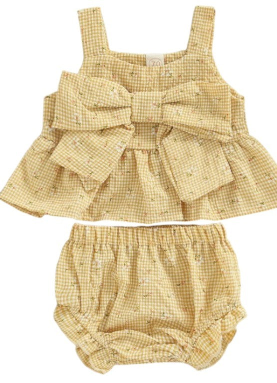 Gingham Bowknot Set|5745