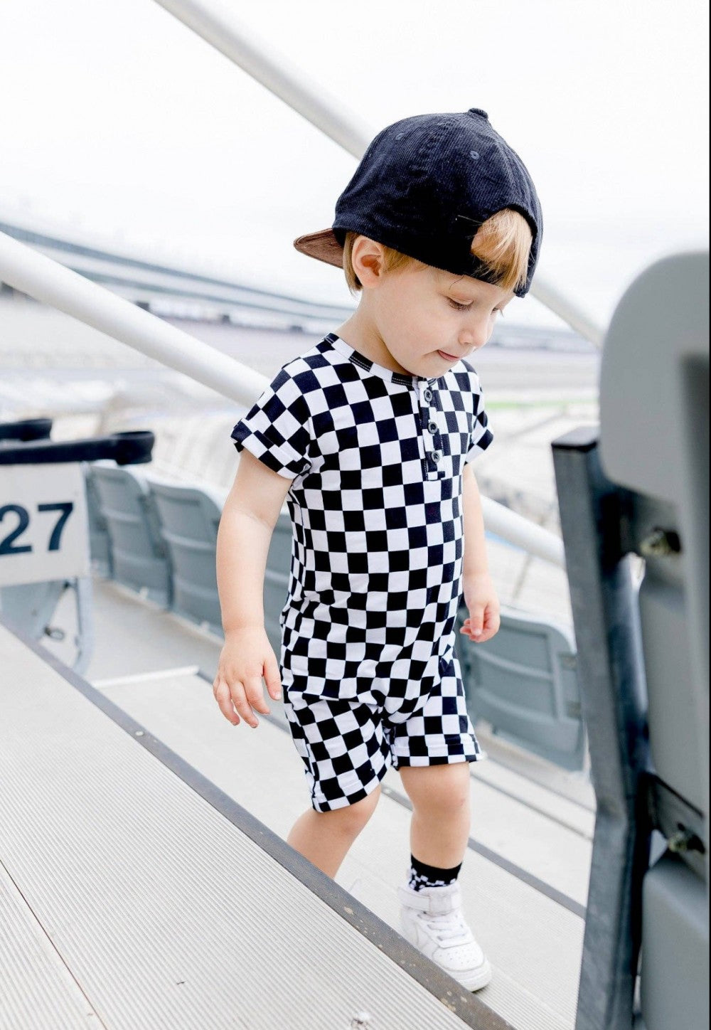 Eclipse kids- Checked Out - Henley Short Sleeve Romper|5563
