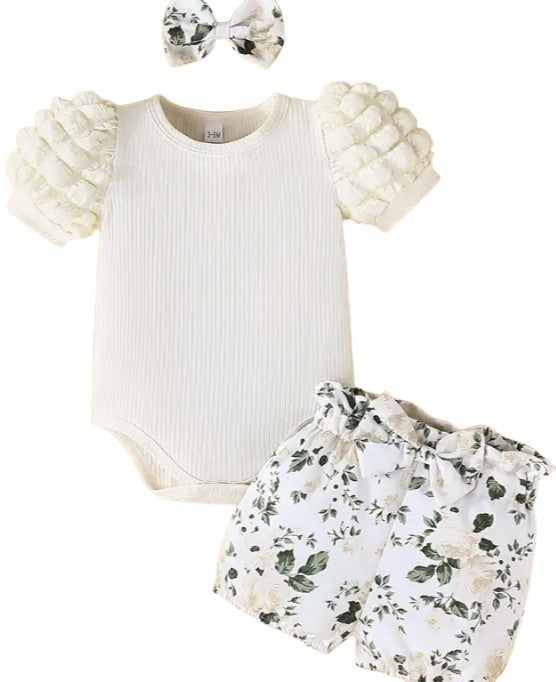 Bubble Sleeve Shorts 3 Pc Set|5645