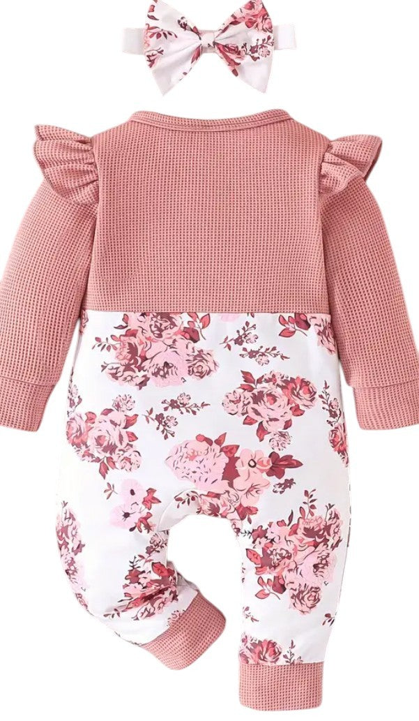 Floral Jumpsuit w/bow 2 Pc set|5753