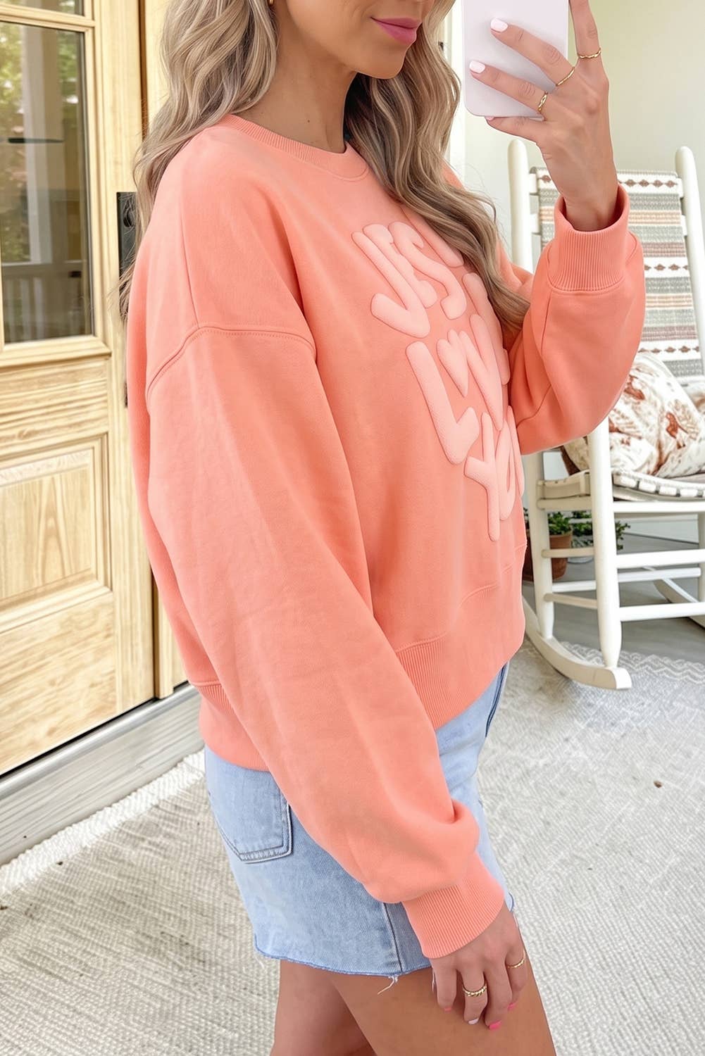 JESUS LOVES YOU Puffy Letter Graphic Sweatshirt (S-XL)