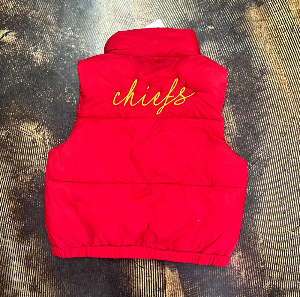 KC Chiefs red puffer vest|510