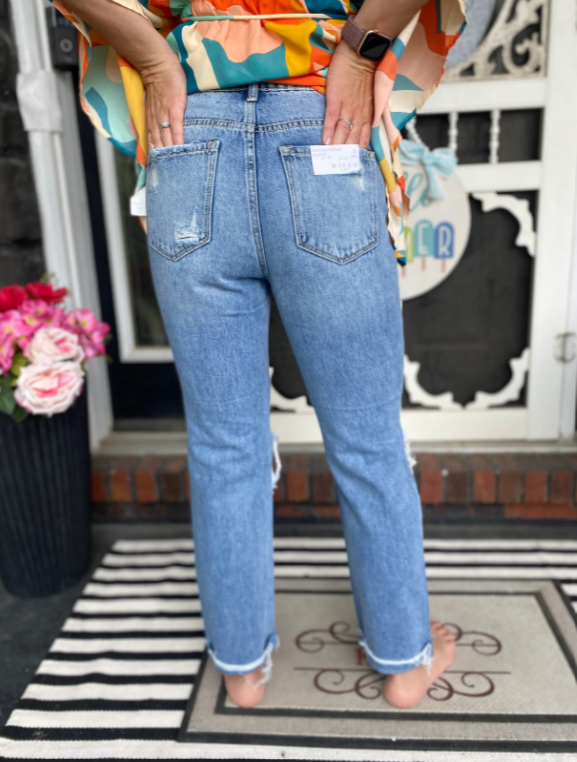 Heavily Distressed Risen Jeans|6813