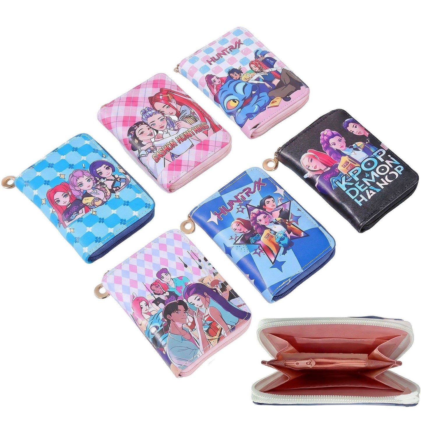 12pk Kpop Kids Wallet Compact Zip Around Wallet Mini Card Holder Coin Purse