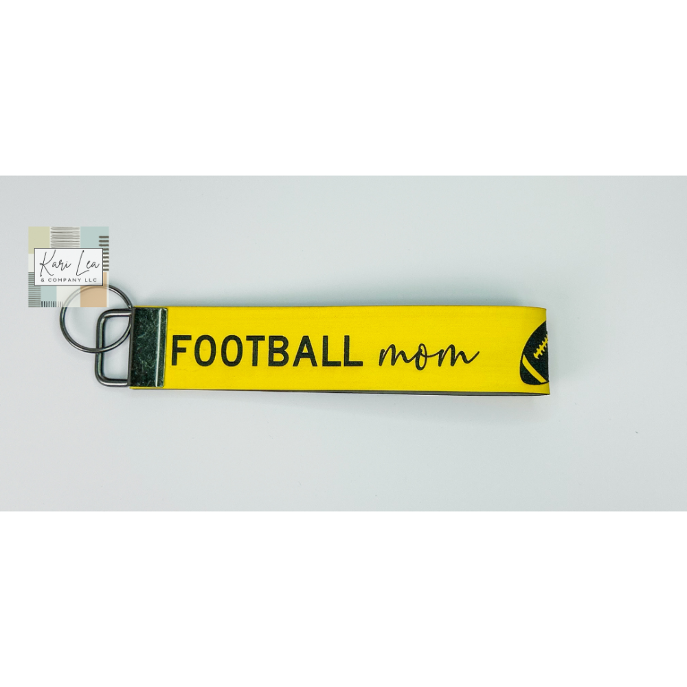 Leather Wristlet - Football Mom (Yellow)|8357