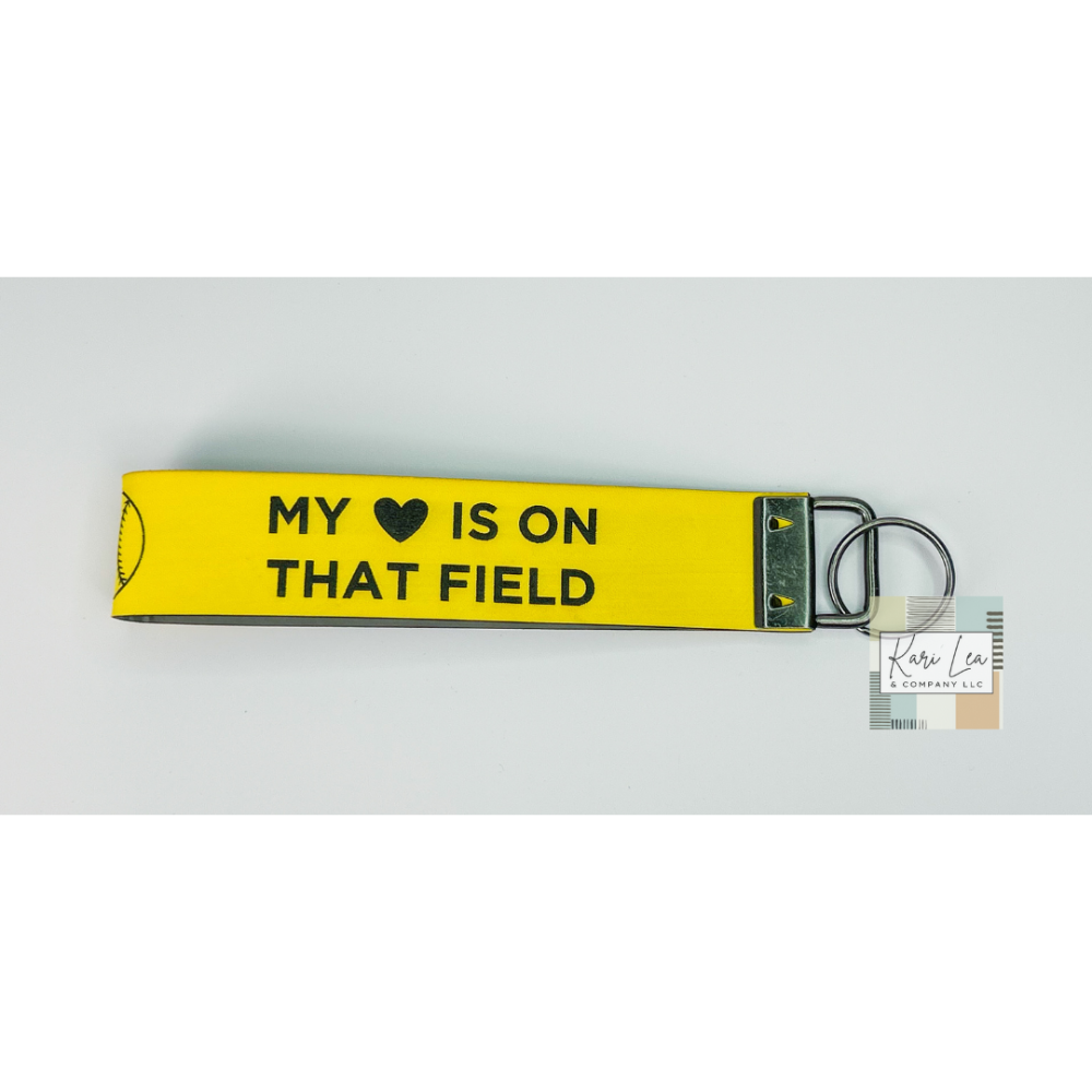 Leather Wristlet - Baseball Mom (Yellow)|8427