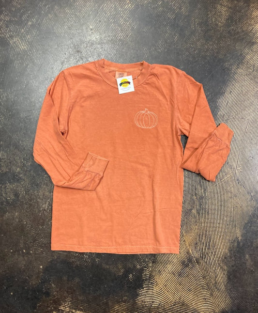 Simple Pumpkin long sleeve tee|7971