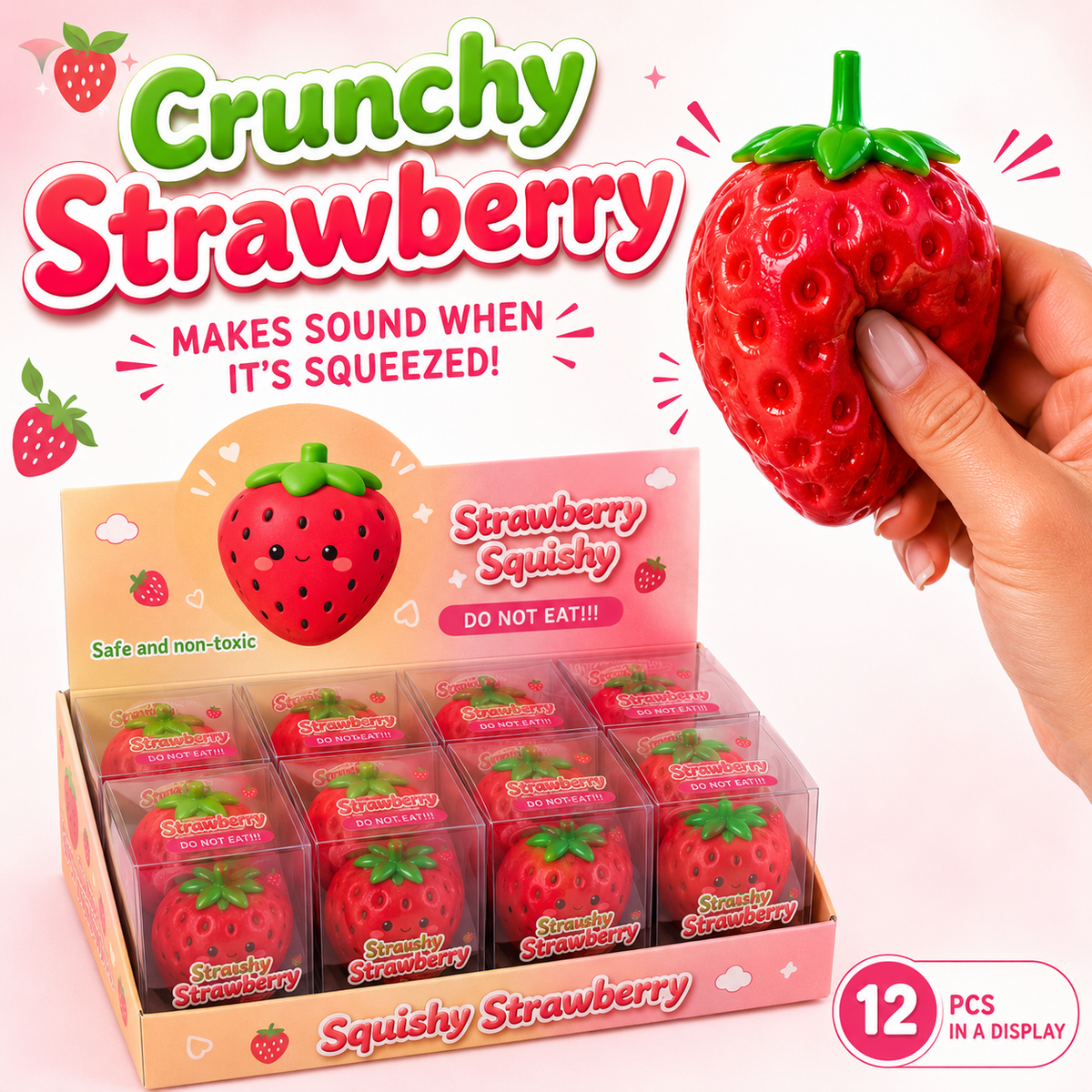Crunchy Strawberry ASMR Crunch Squishy Stress Toy