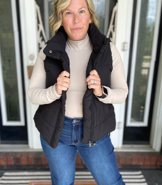 Black Puffer Vest|8552