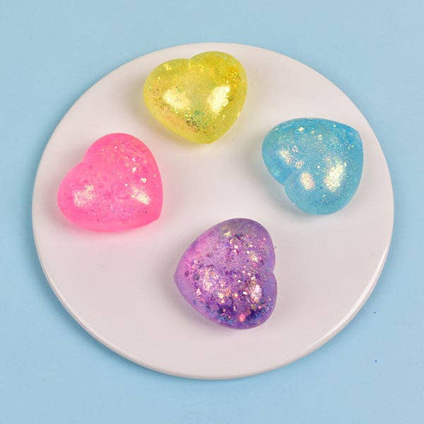 SugarSqueez Squishies® Glitter Heart Maltose Fidget Stress Ball (1pc) Assorted Colors