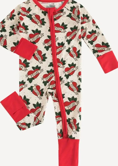 "Mom" Tattoo Bamboo Infant Sleeper|5387