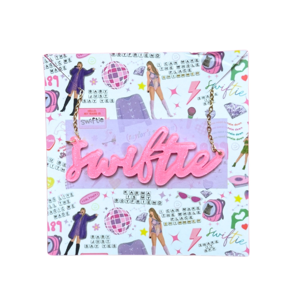 Swiftie Pink Taylor Swift Glitter Necklace|6296