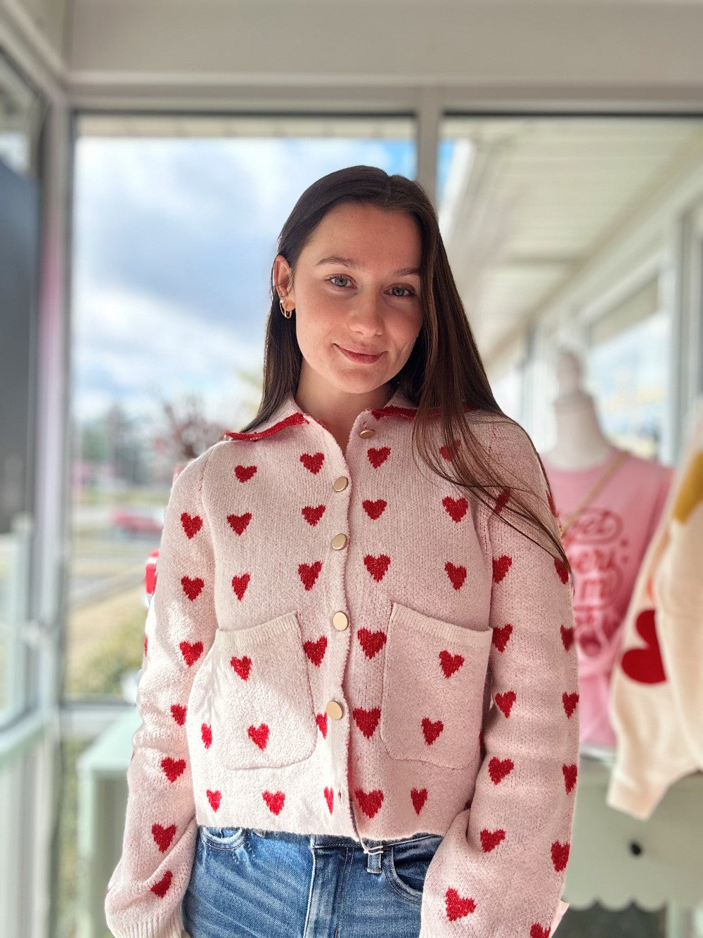 Button Down Hearts Cardigan|8704