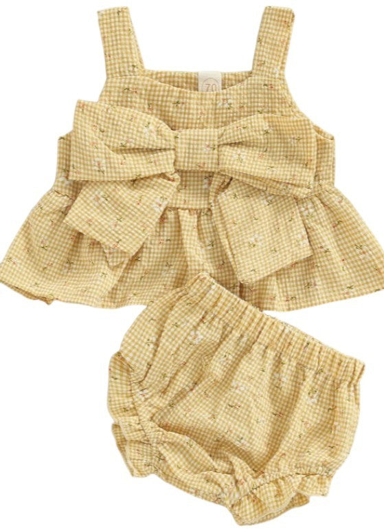 Gingham Bowknot Set|5744