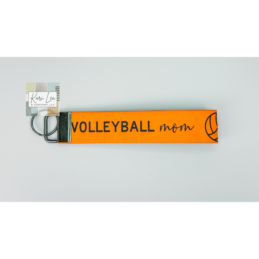 Leather Wristlet - Volleyball Mom (Orange)|8208