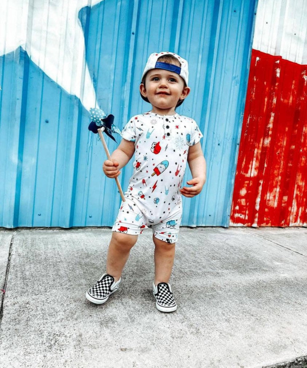 Eclipse kids-Freedom - Henley Short Sleeve Romper|5560