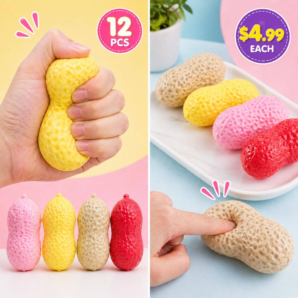 Peanut Squishy – Soft Stress Toy