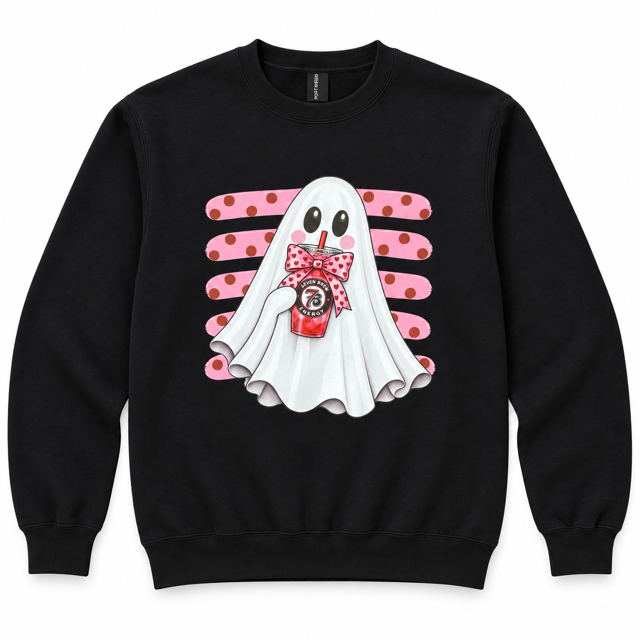 7 Brew Ghost Halloween Crewneck in Black