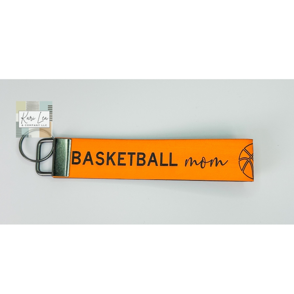 Leather Wristlet - Basketball Mom (Orange)|8248