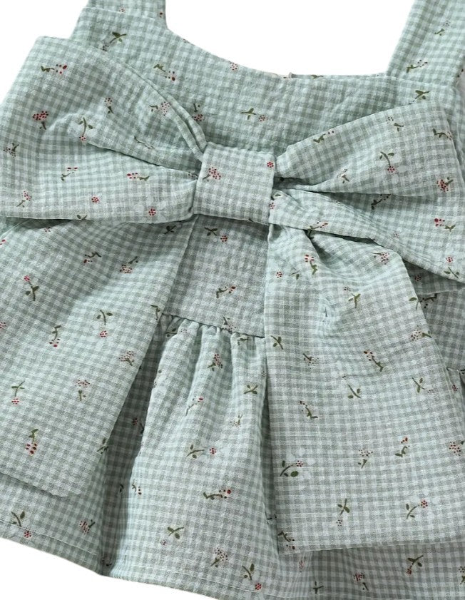 Gingham Bowknot Set|5742