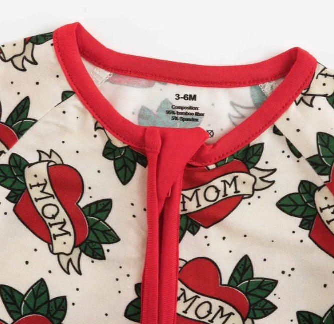 "Mom" Tattoo Bamboo Infant Sleeper|5389
