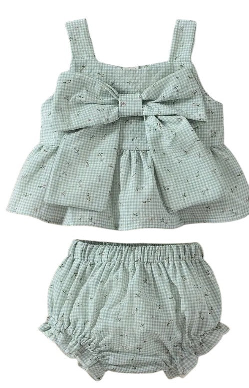 Gingham Bowknot Set|5746