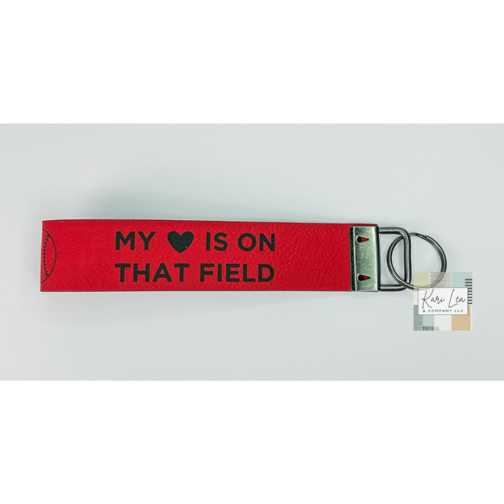 Leather Wristlet - Baseball Mom (Red)|8413