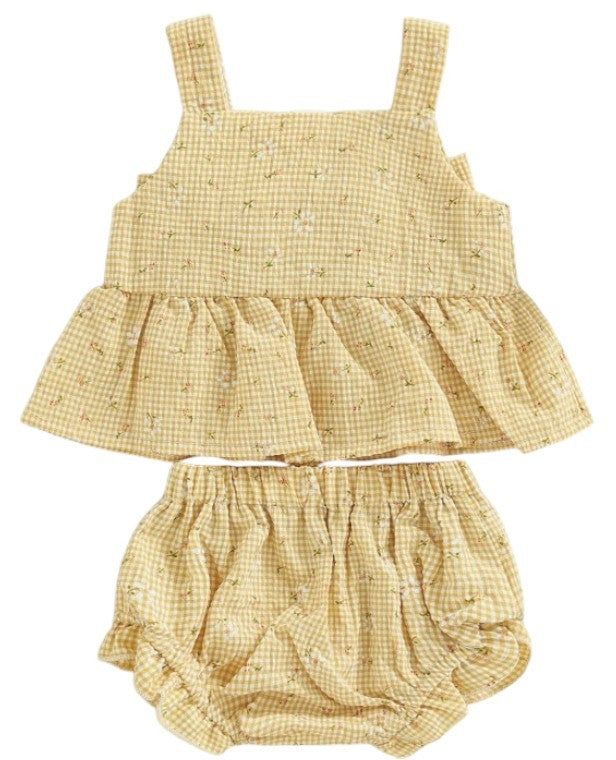 Gingham Bowknot Set|5739