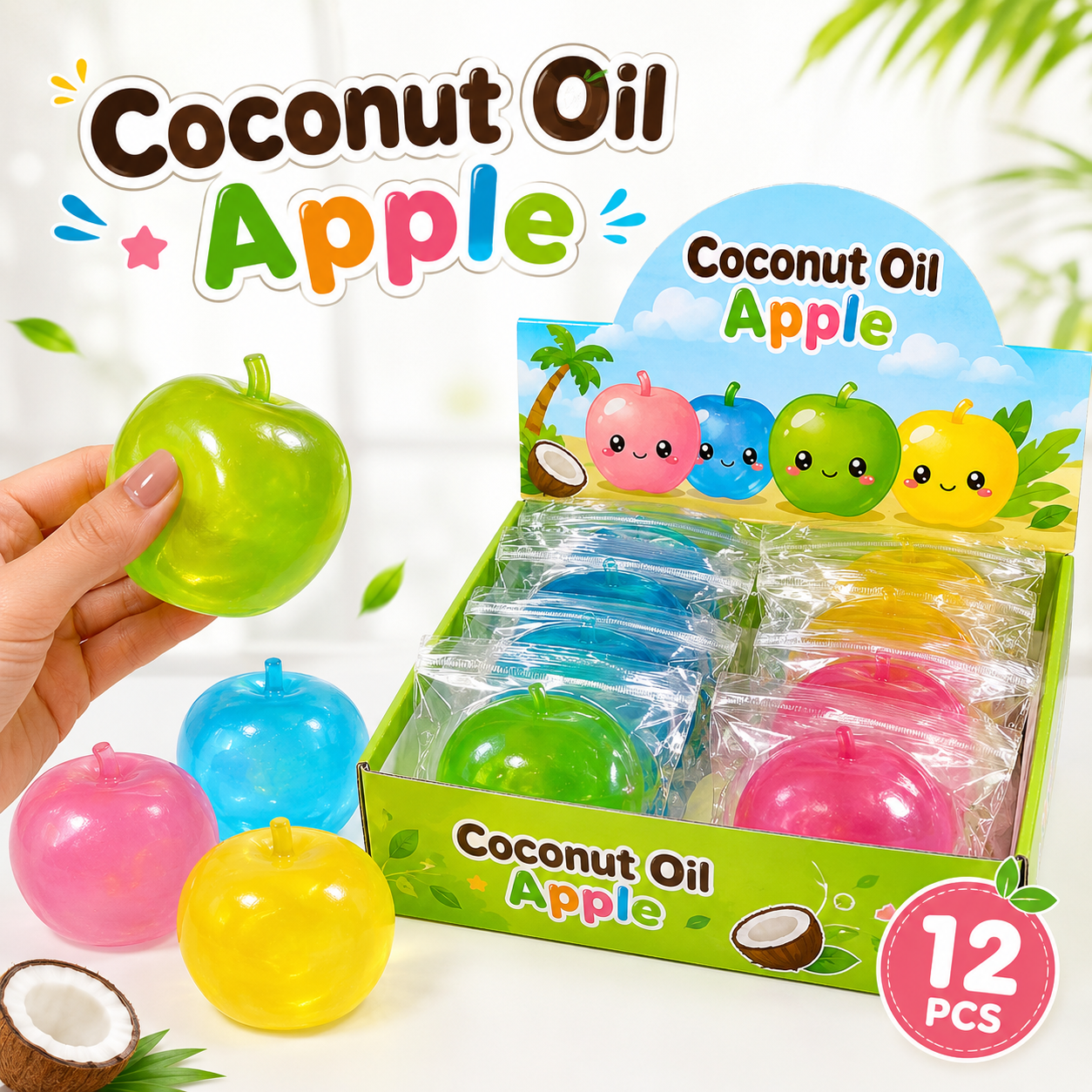Coconut Oil Squishy Apple Squeeze Toy — Stretchy Stress Ball