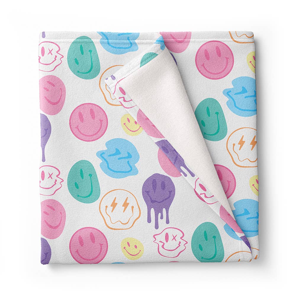 Happy Sherbet Fuzzy Throw Blanket