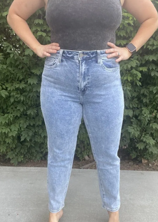 Bayeas High Rise Snow Wash Denim|6863