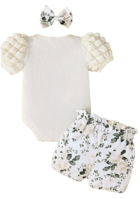 Bubble Sleeve Shorts 3 Pc Set|5643