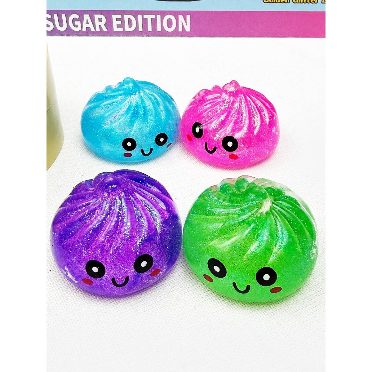 4pc Set Mini Maltose Glitter Dumpling Squishy
