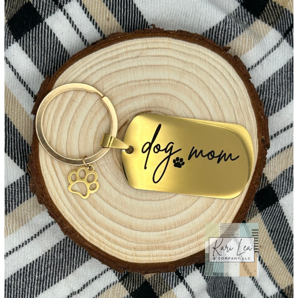 Dog Mom Keychain - Gold|8444