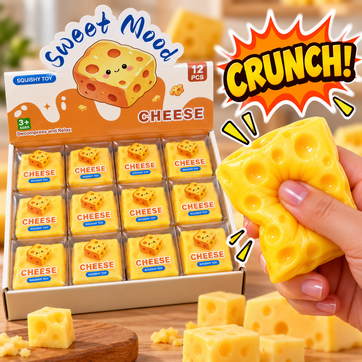 Crunchy Cheese ASMR Squishy — Individually Boxed