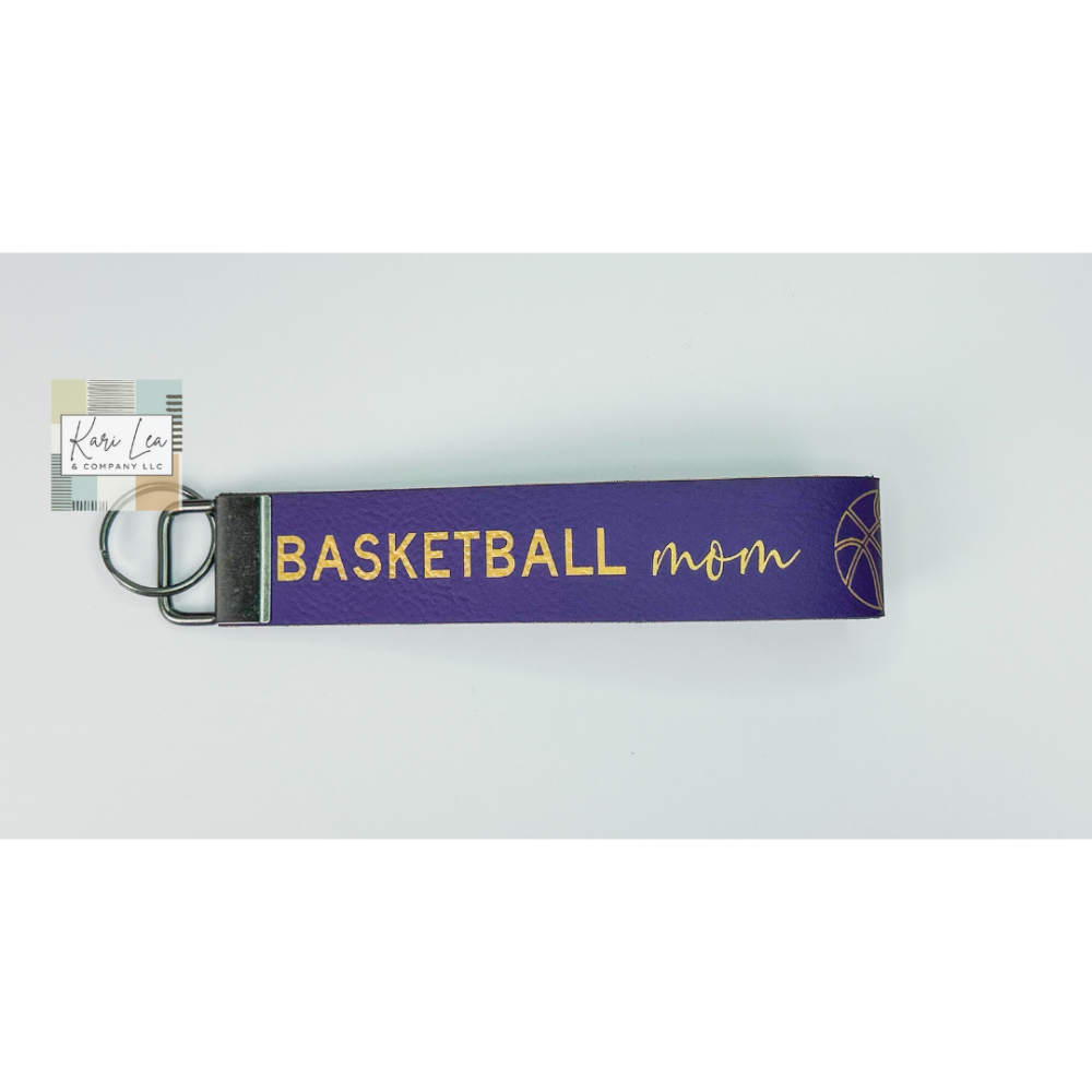 Leather Wristlet - Basketball Mom (Purple)|8381