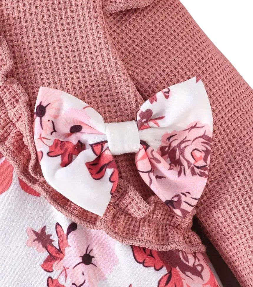 Floral Jumpsuit w/bow 2 Pc set|5754