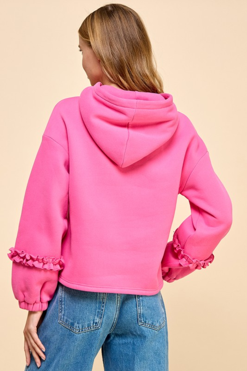 Cutesy In Pink Ruffle Hoodie|6143