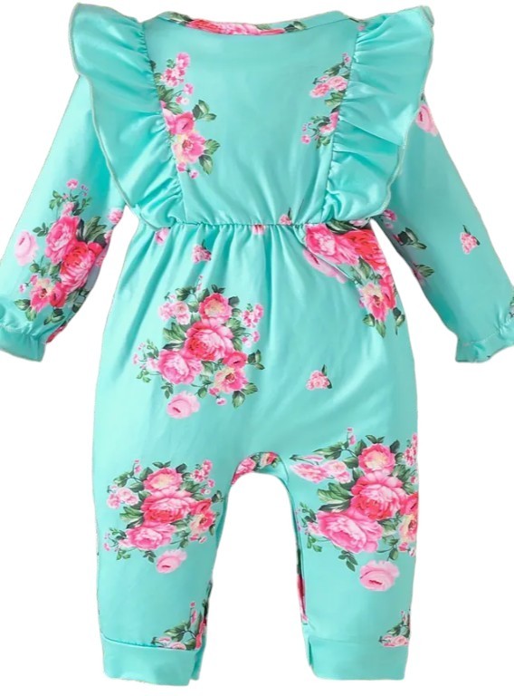 Ruffle Jumpsuit w/Floral Print|5762
