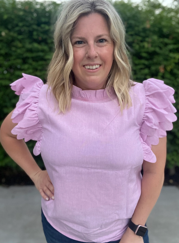 Pink Ruffle Top|8609