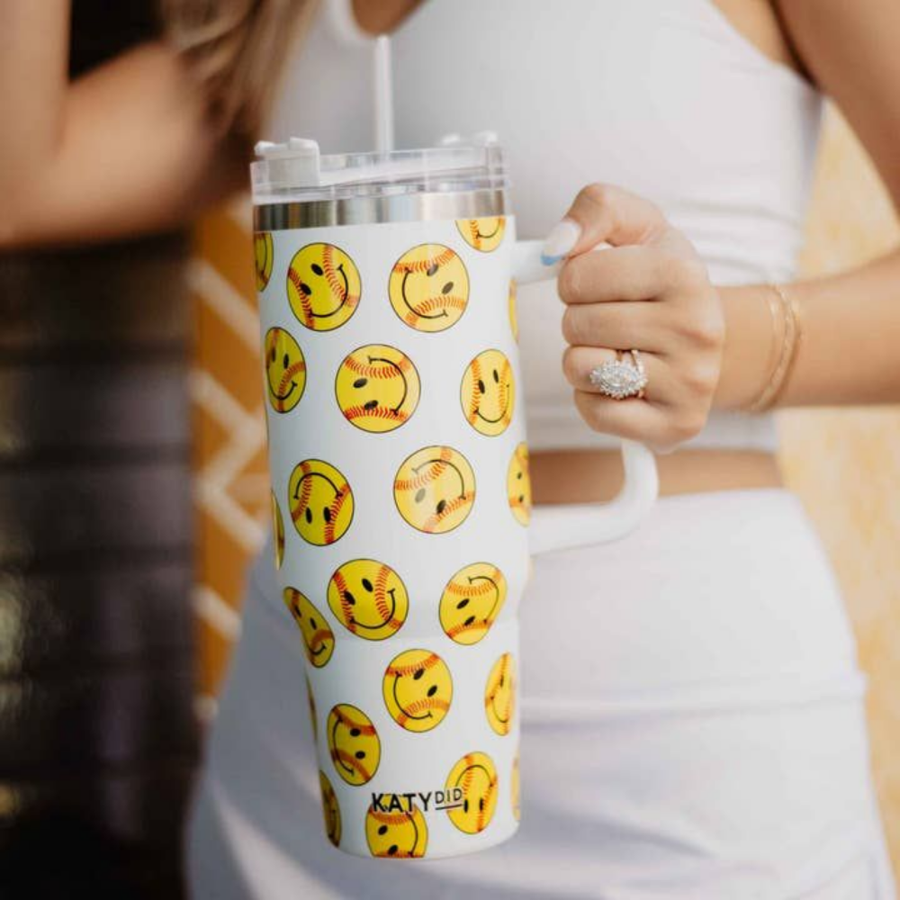 Softball Happy Face Tumbler 40oz|5796