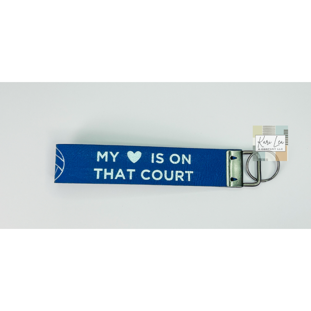 Leather Wristlet - Volleyball Mom (Blue/Silver)|8349