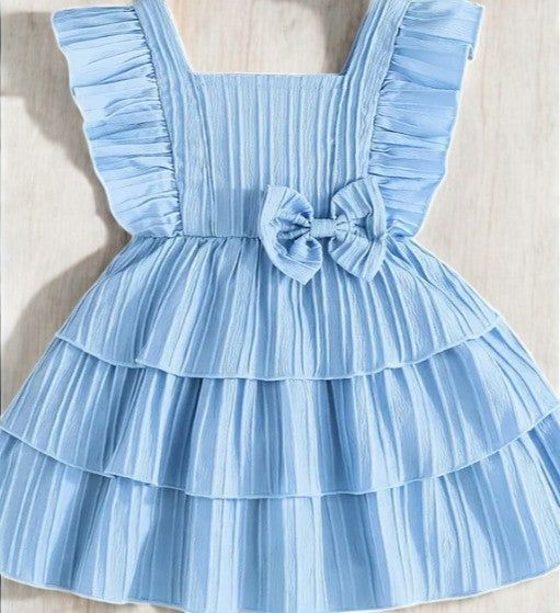 Ruffle Tiered Skirt Dress - Blue|5555