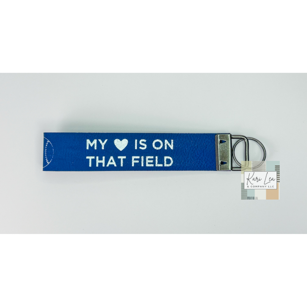 Leather Wristlet - Softball Mom (Blue/Silver)|8439