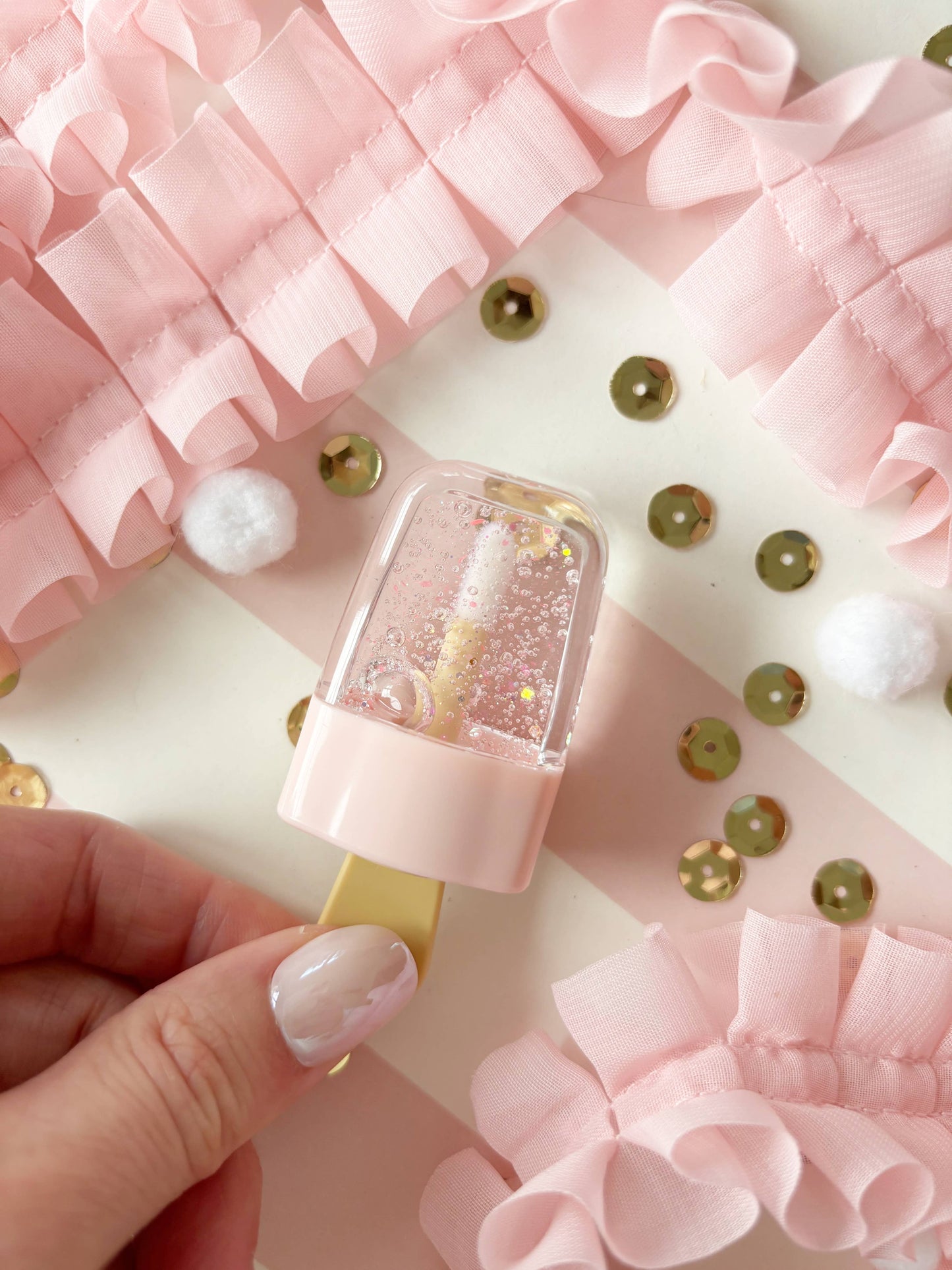 Neon Pop Pink Sparkle Popsicle Lip Gloss