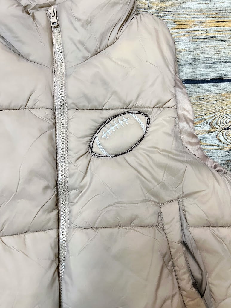 Football Khaki Puffer Vest|8113